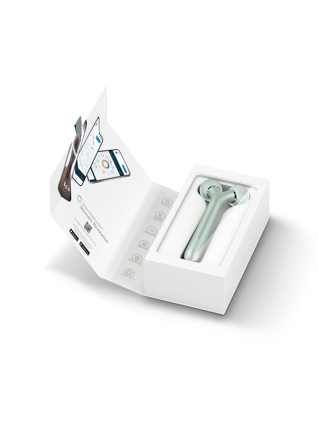 Електронний ультразвуковий ролик для обличчя Sonic Facial Roller 4в1 green GESKE (341526332)