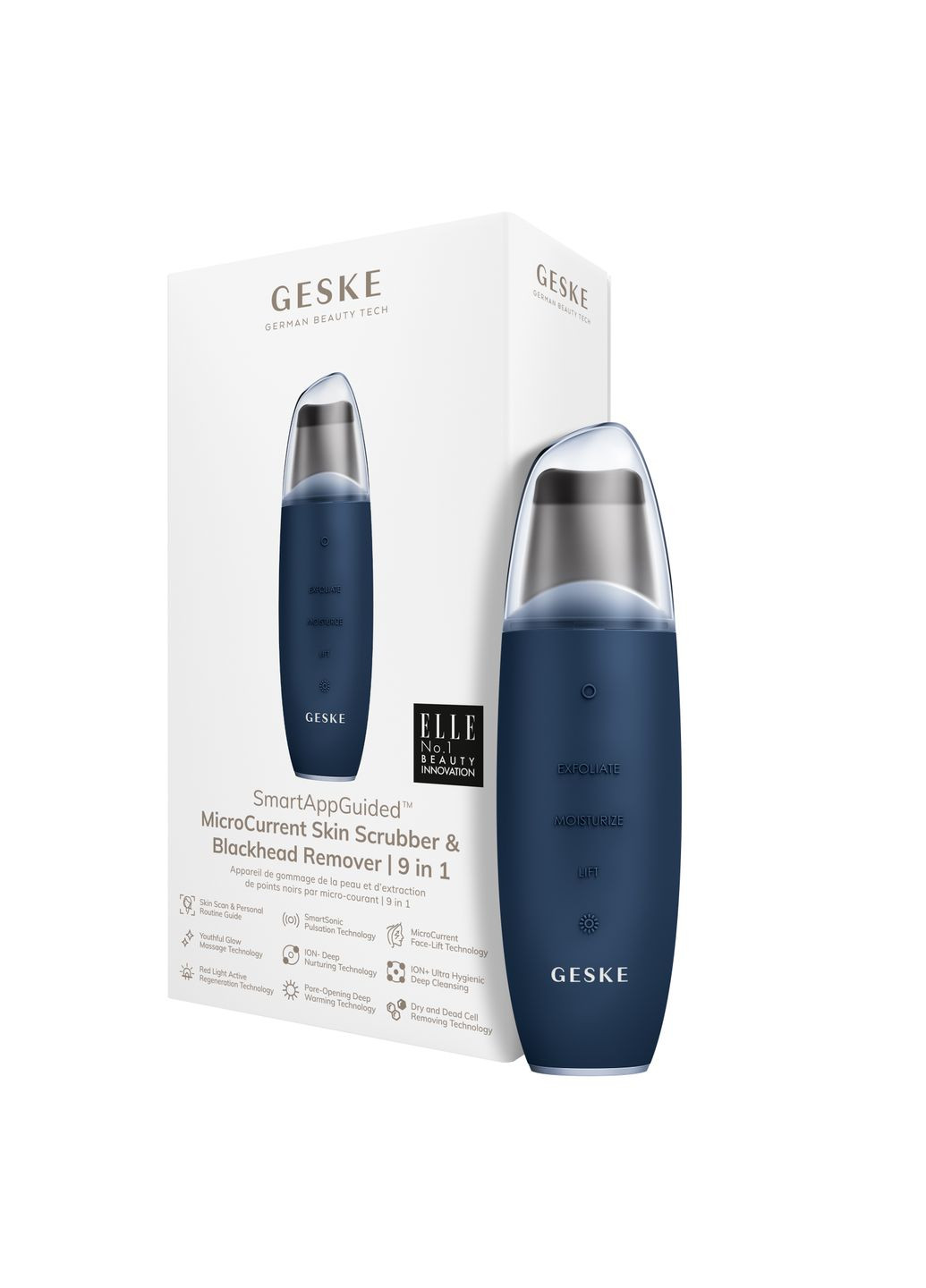 Мікрострумовий скрабер для шкіри та усунення чорних точок MicroCurrent Skin Scrubber&Blackhead Remover 9в1 midnight GESKE (341526259)