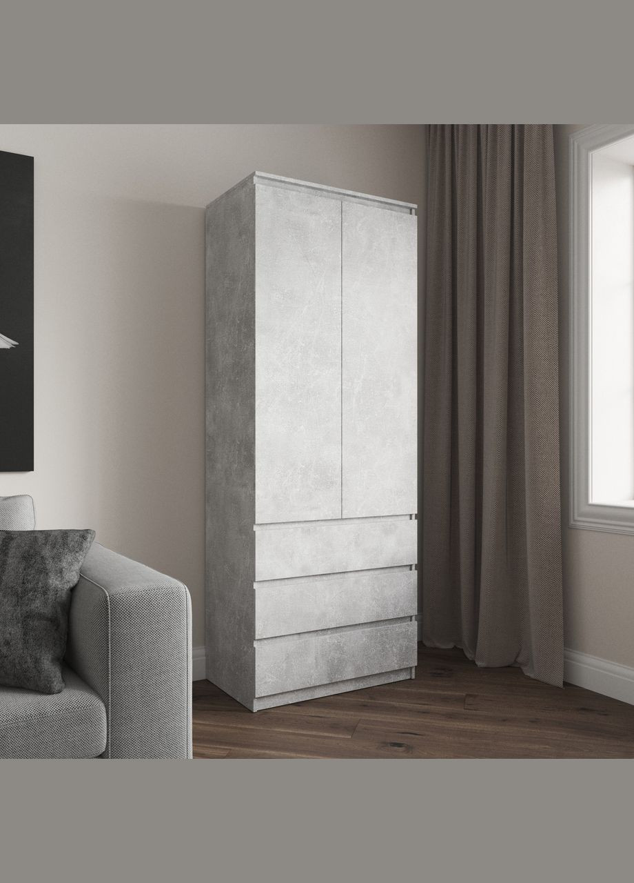 Шафа для одягу на 3 висувних ящика c полицями, фасади без ручок R-16 VAYS (372656133)