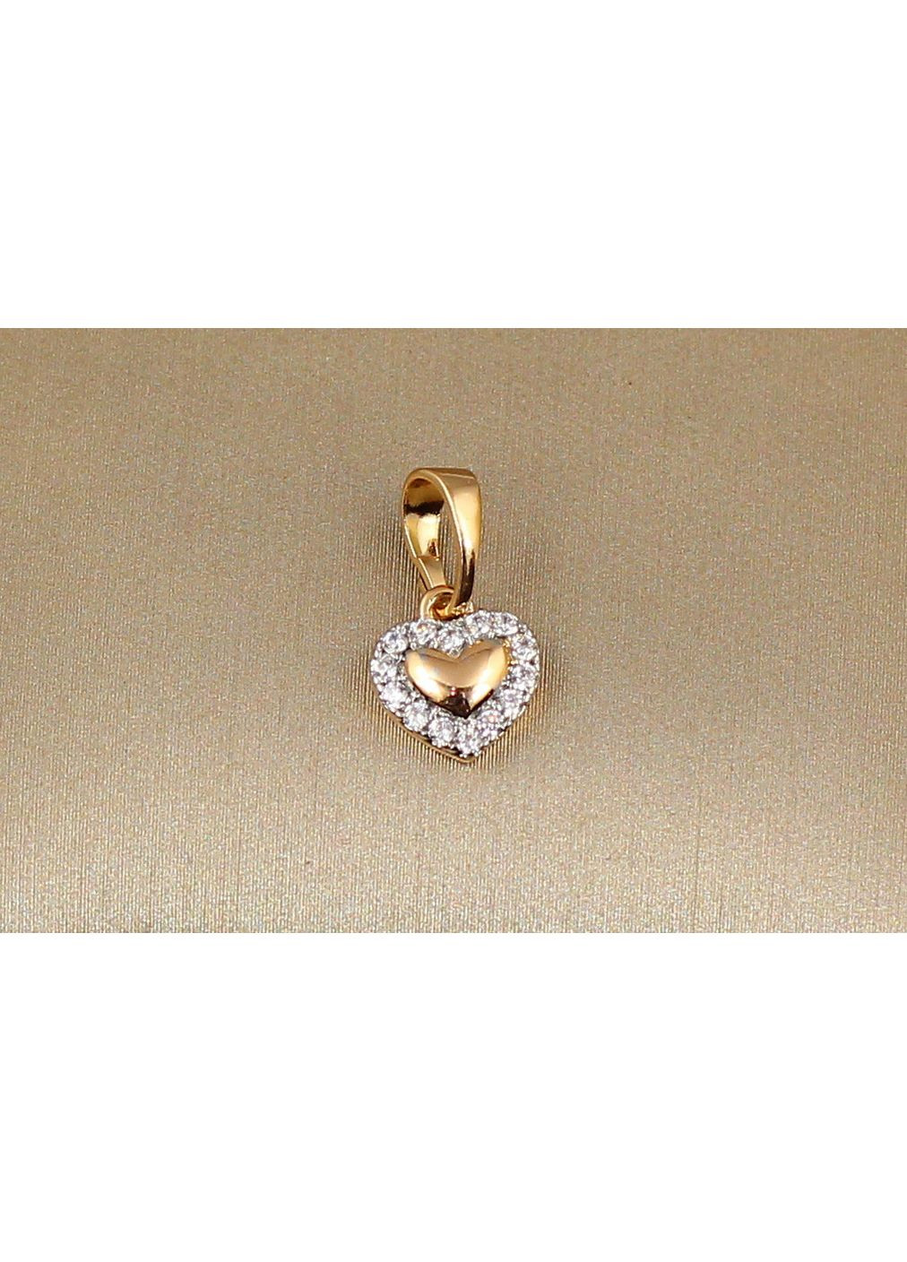 Кулон з родієм маленьке серце в обідку з фіанітів 9 мм золотистий love-shopping Xuping Jewelry (355797842)