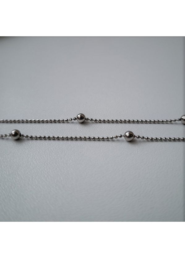 Срібний ланцюжок см перлинове плетіння кольє з кульками срібло 925 проби Родоване 2.75г 100rod No Brand (306854719)