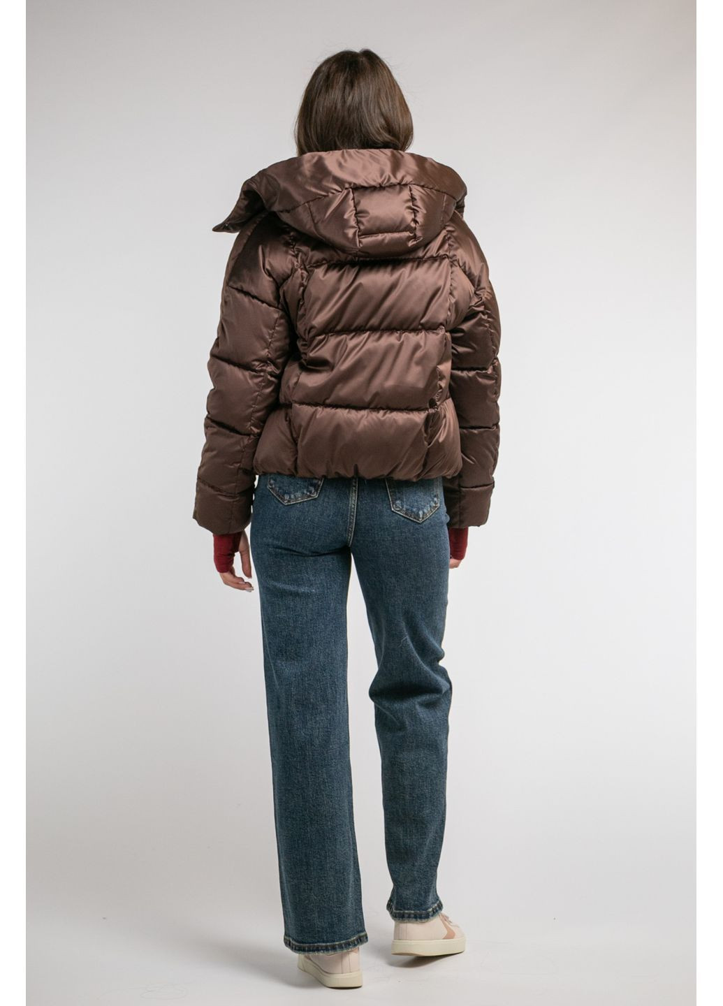 Темно-коричнева зимня куртка коротка зимова CHICLY