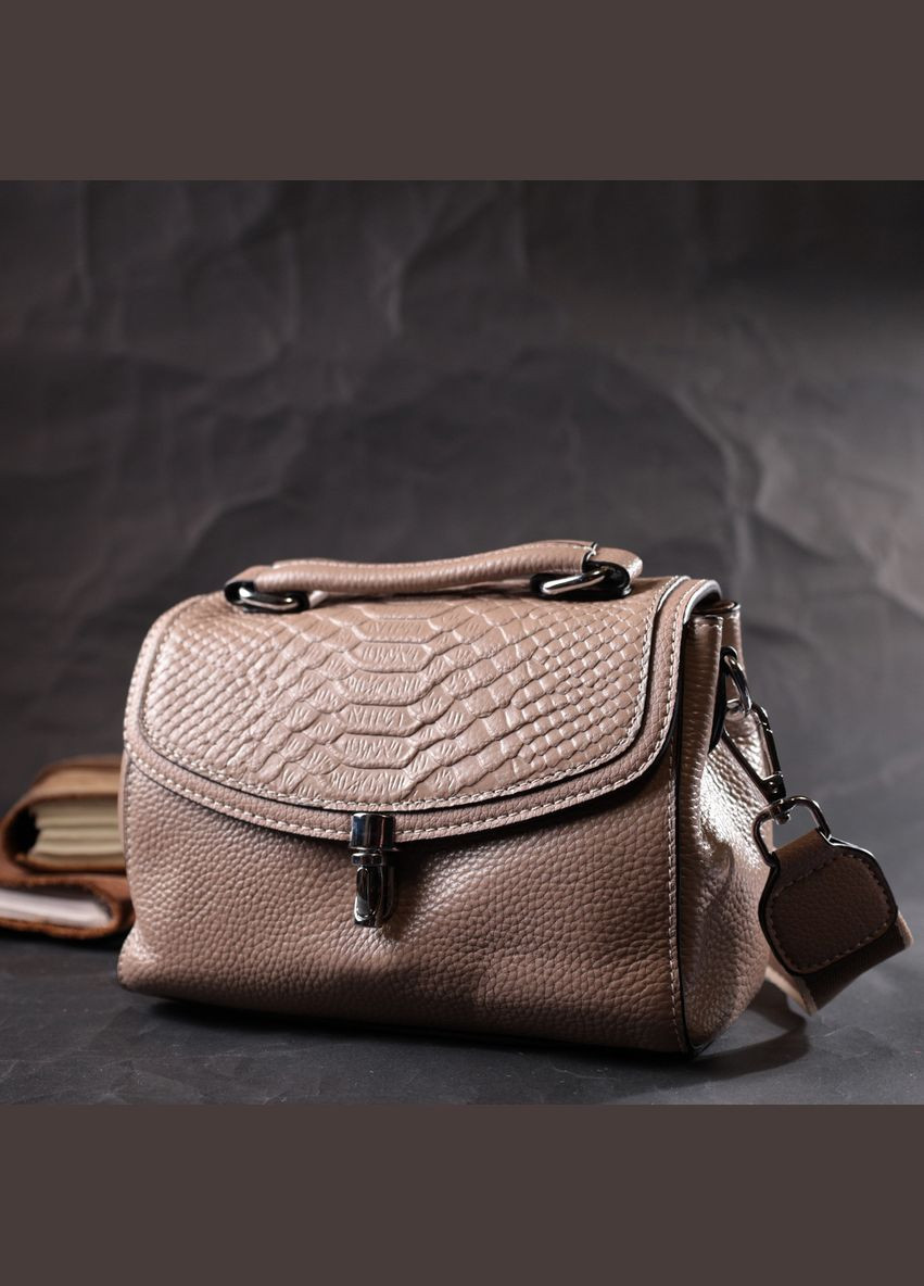 Женская кожаная сумка с интересной металлической защелкой 22418 Vintage (329197891)