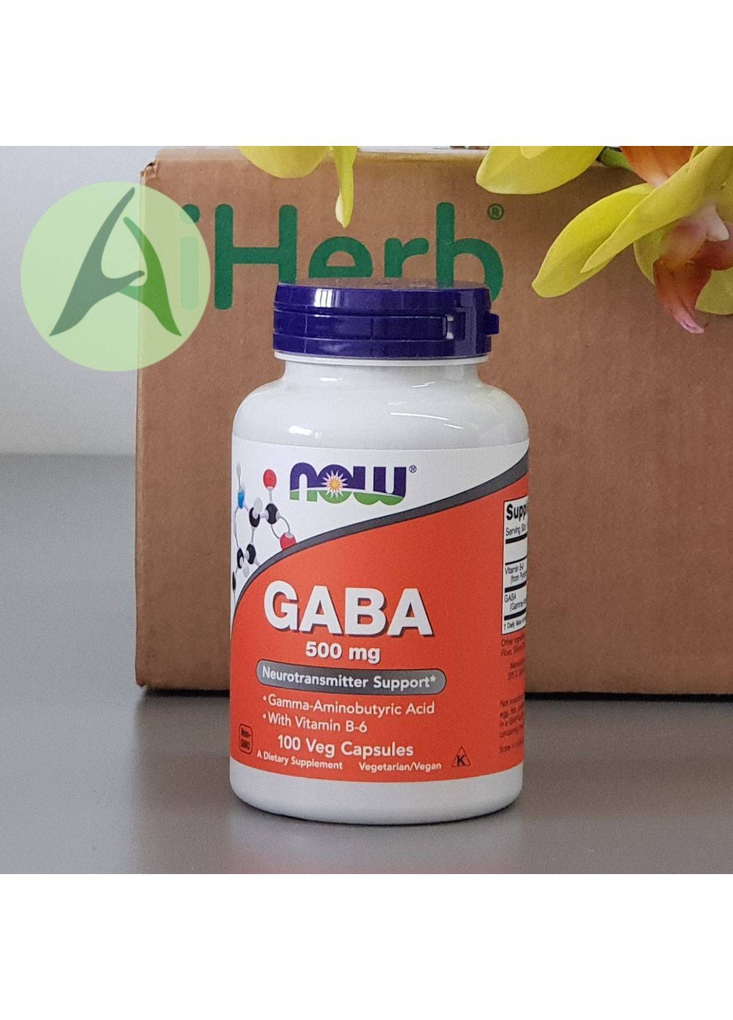 ГАМК с витамином B6, 500 мг, 100 вегетарианских капсул Now Foods (361858849)