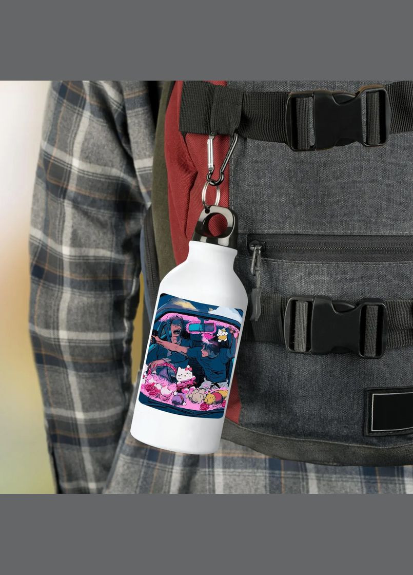 Фляга (бутылка) для воды с карабином 500 мл Металлическая (Туристическая, Для кемпинга, Для спорта) #31 500 мл Белый No Brand (323639733)