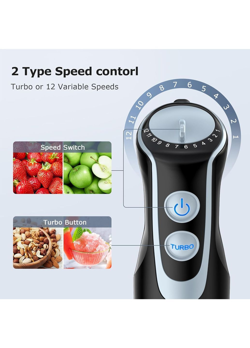 Блендер занурювальний 12 швидкостей + турбо комбінований FRESKO (371006559)