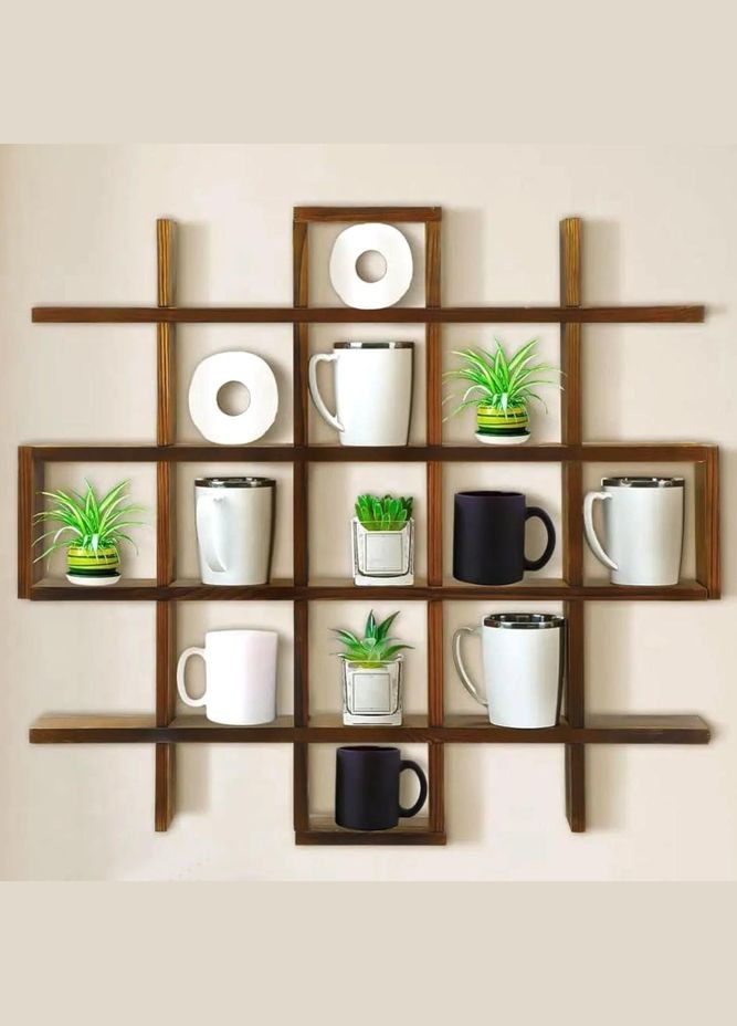 Полка для кружек из дерева Литава латте (СДК-007616) No Brand (327869616)