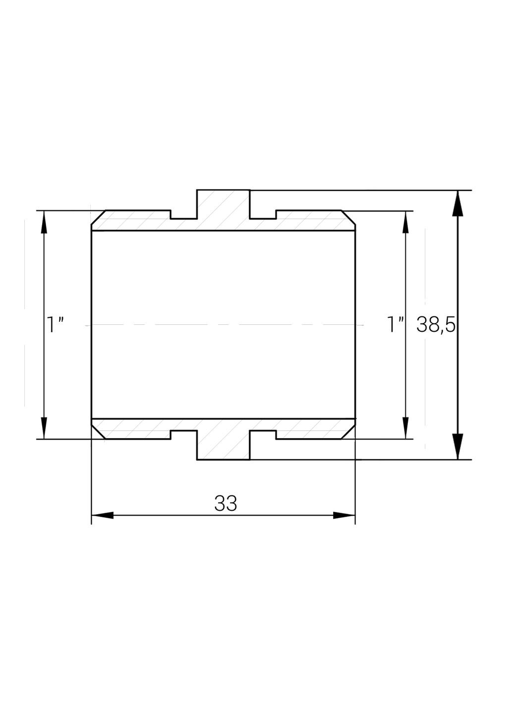 Ниппель никелированный 1″ЗР х 1″ЗР штампованный А0506А(нк) VA (299999370)