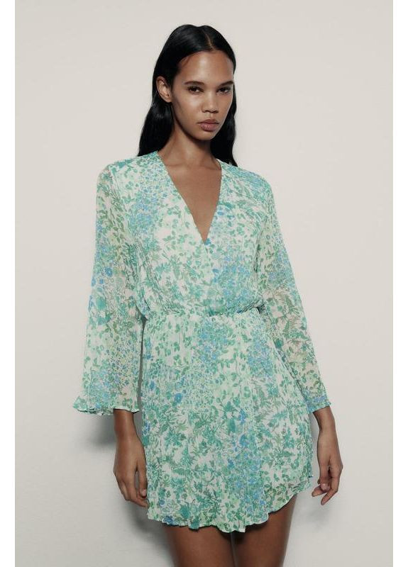 Короткий комбинезон с принтом Zara зелёный