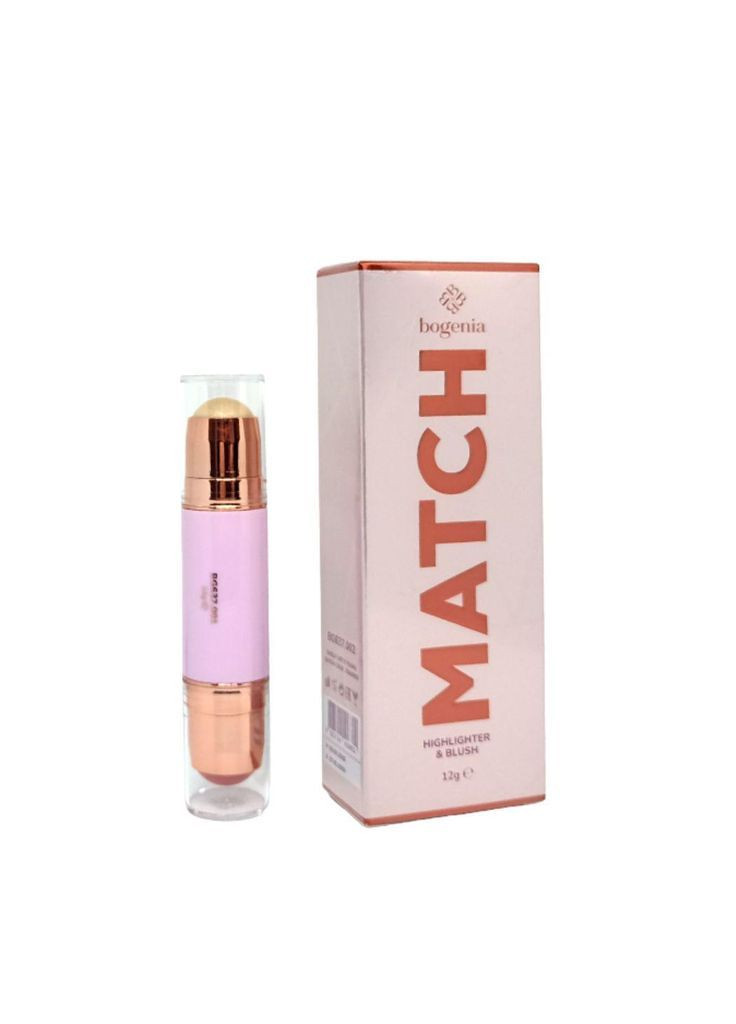 Хайлайтер і рум'яна Match Stick Highlighter & Blush комбіновані, стік (BG637), 02 Світло-бежевий / Світло-вишневий Bogenia (367269794)