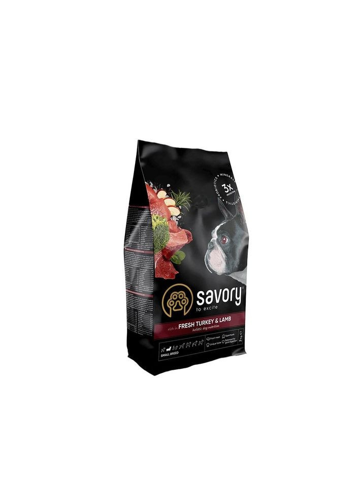 Сухой корм Small для собак малых пород, со свежим ягненком и индейкой, 3 кг Savory (362702216)