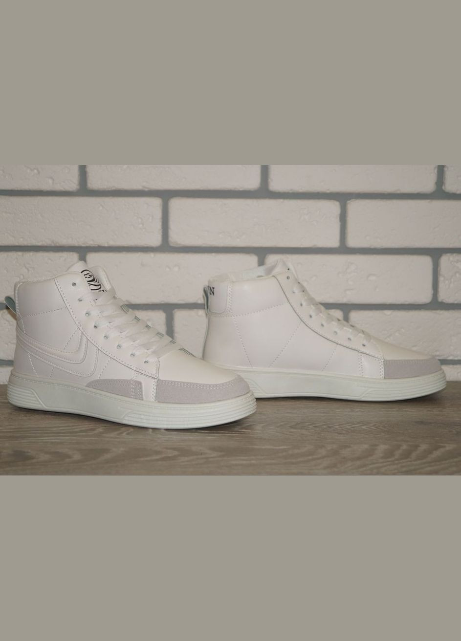 Белые осенние хайтопы мужские демисезонные белые SWIN SHOES