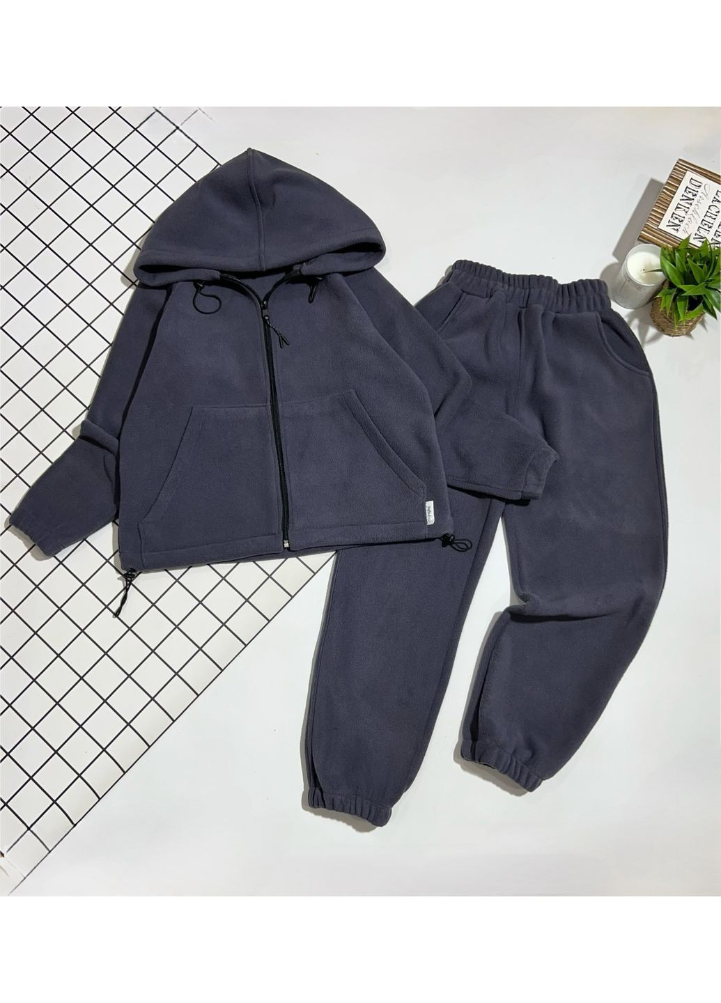 Серый флисовый костюм для мальчиков/подростков No Brand