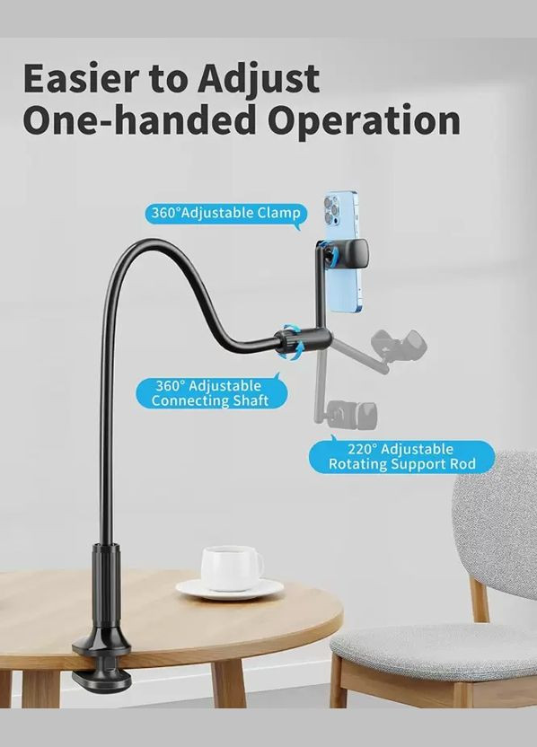 Гнучкий тримач для телефона з прищіпкою IVY IV 100 см Cell Phone Stand, Black VHG (334305147)