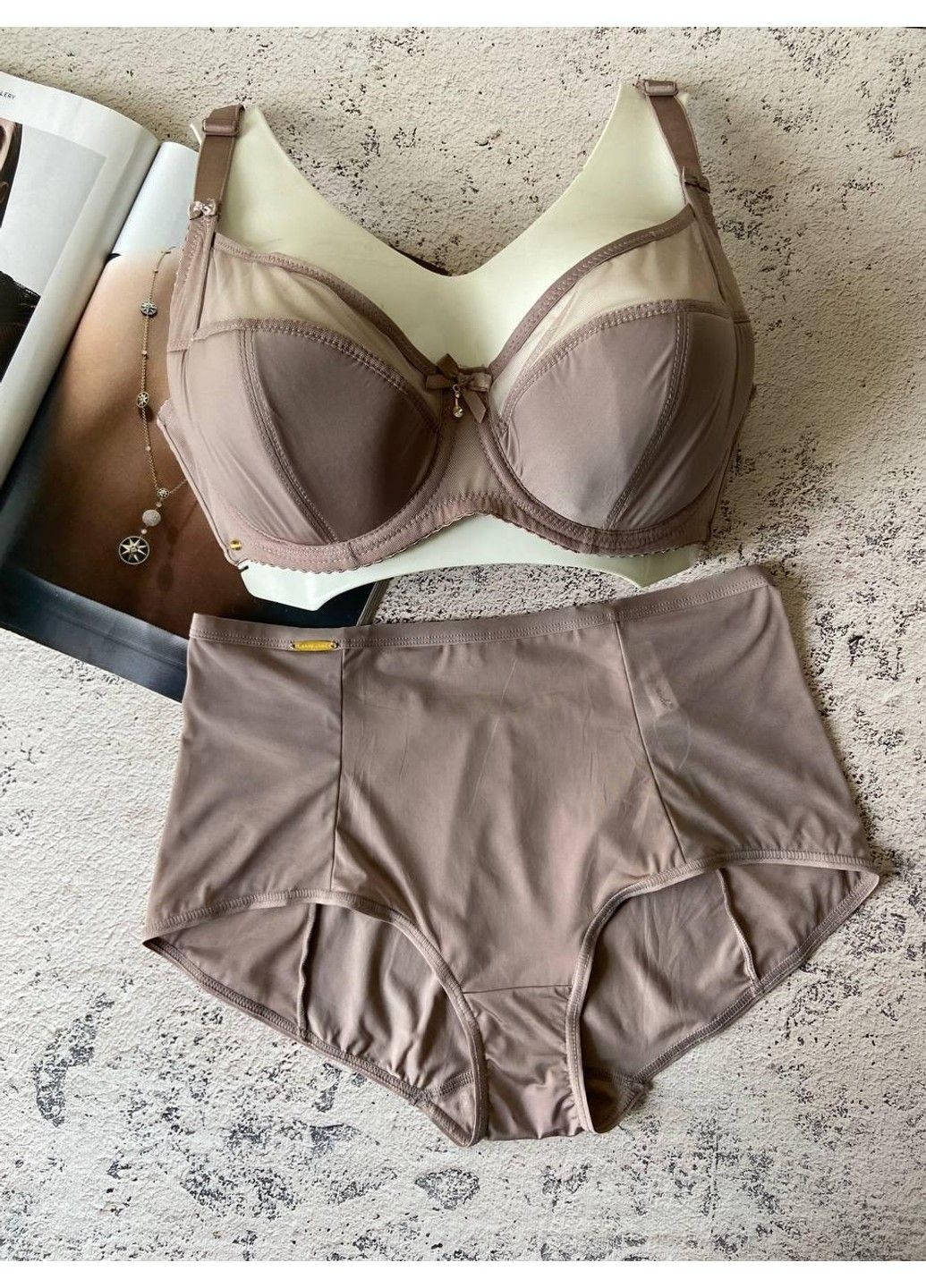 Коричневый женское нижнее белье комплект трусики и бюстгальтер капучино Lanny Mode