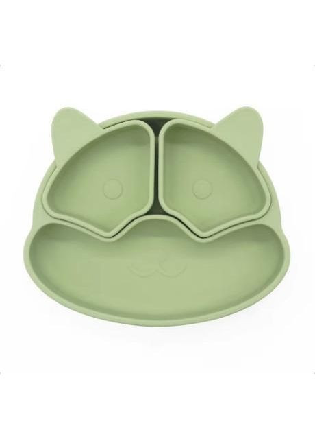 Набір силіконового дитячого посуду для прикорму на присосках із харчового силікону оливковий No Brand (362712335)