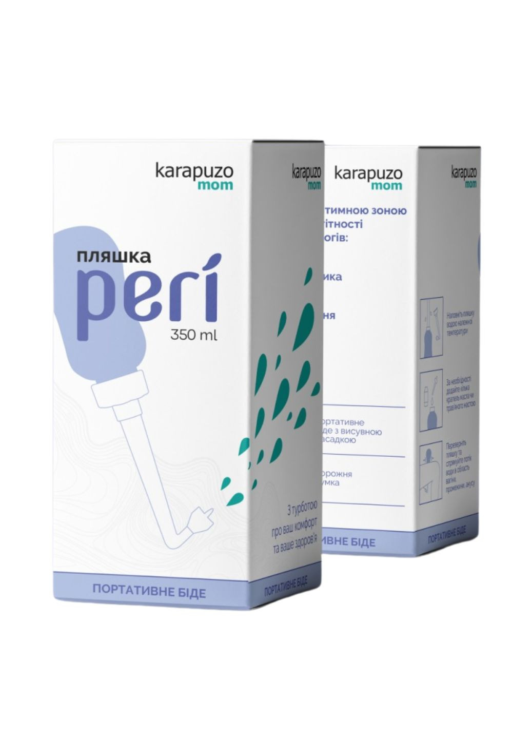 Портативне біде для інтимної гігієни, пляшка для підмивання, ручне біде, Пляшка Peri 350ml, зелений, karapuzo mom (317171360)