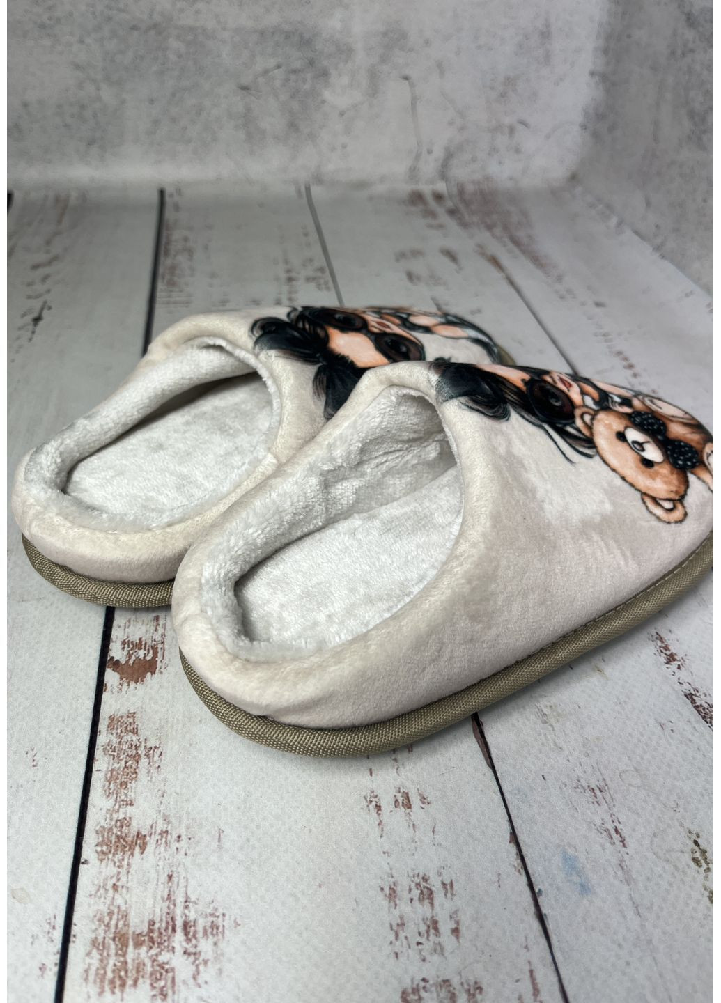 Бежевые тапочки домашние для девочки бежевый (552-1) Waldi