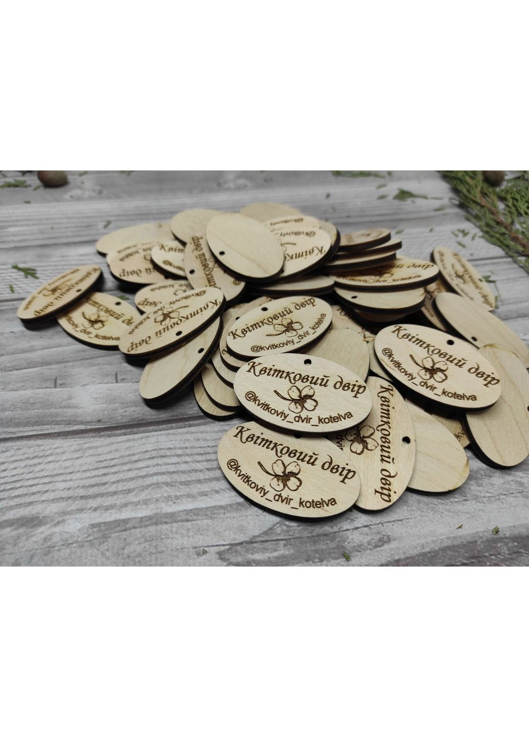 Бірка з фанери фігурна с лого (гравіювання) МК0067 No Brand (361203426)