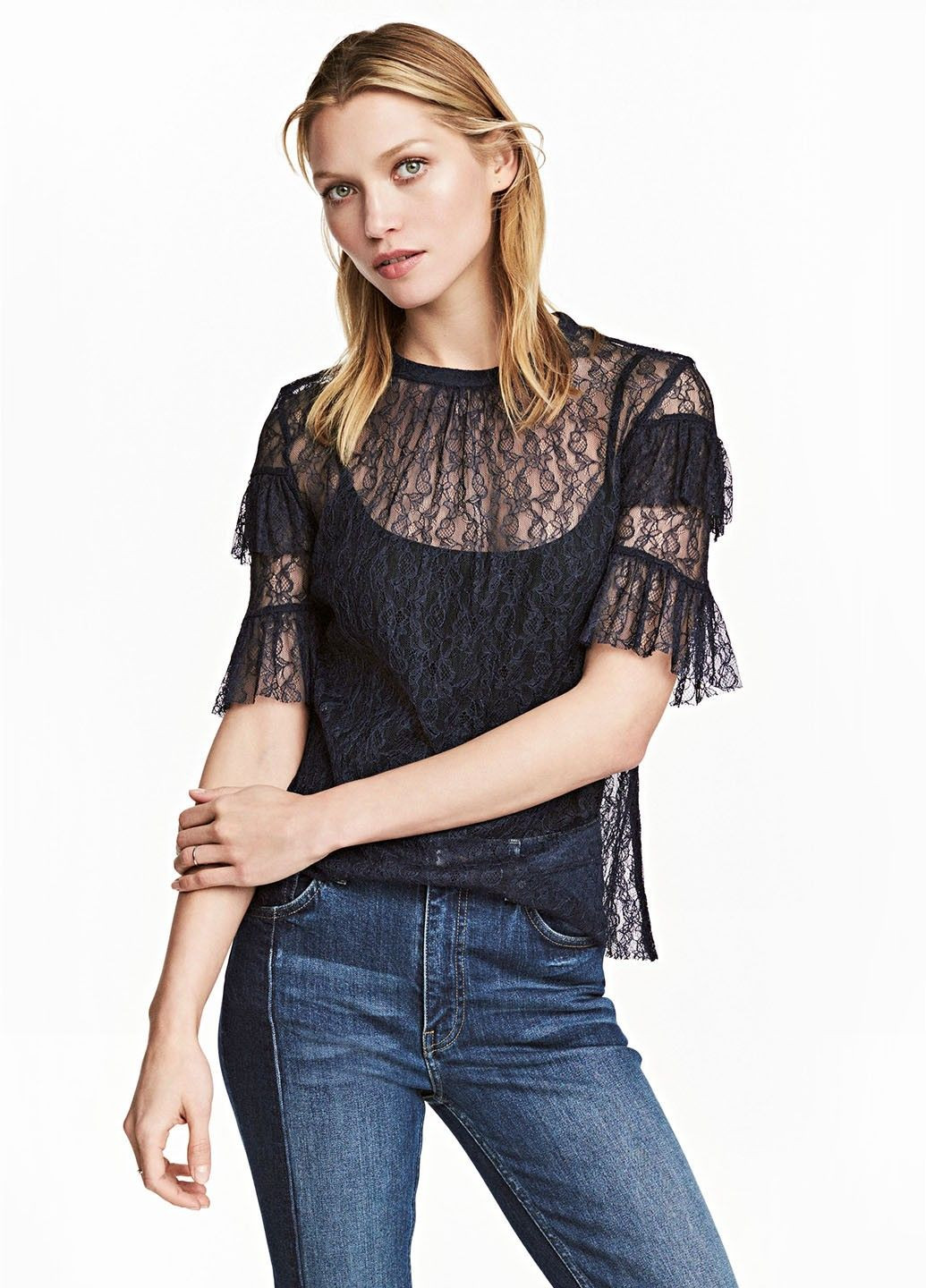 Тёмно-синяя блузка H&M