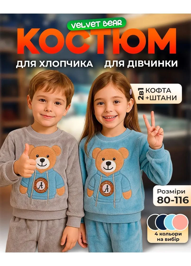 Сірий демісезонний дитячий костюм "velvet bear" No Brand