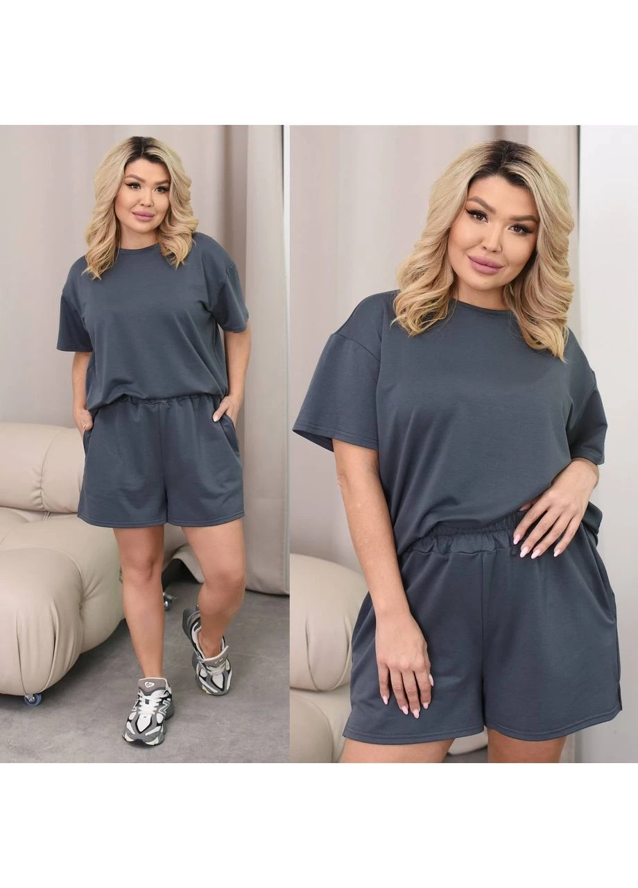 Костюм двойка женский. Шорты с высокой посадкой и футболка. No Brand (385777026)