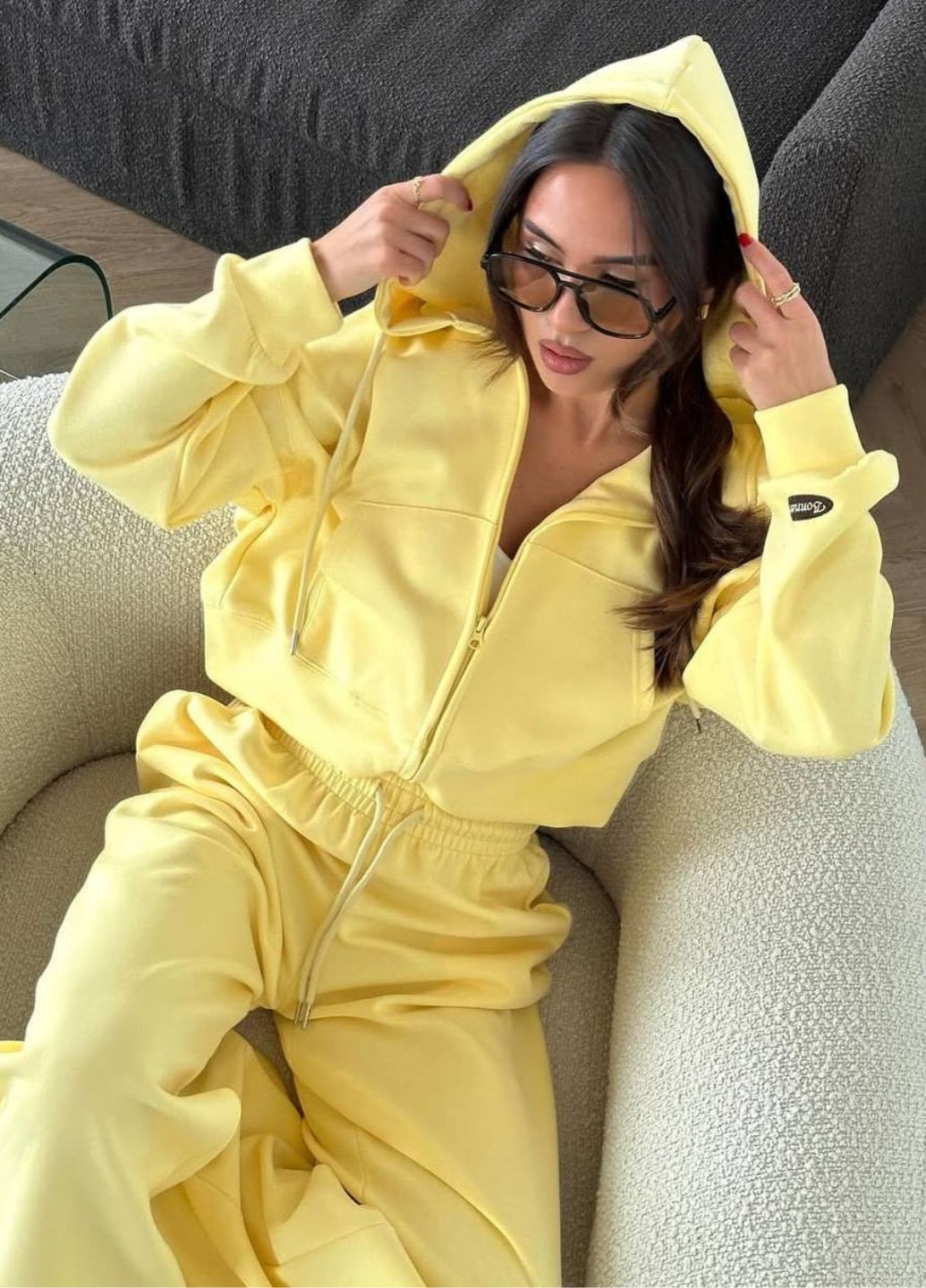 Базовий повсякденний демісезонний костюм двійка: Вкорочений худі на блискавці + штани Tik-Tak (362539714)