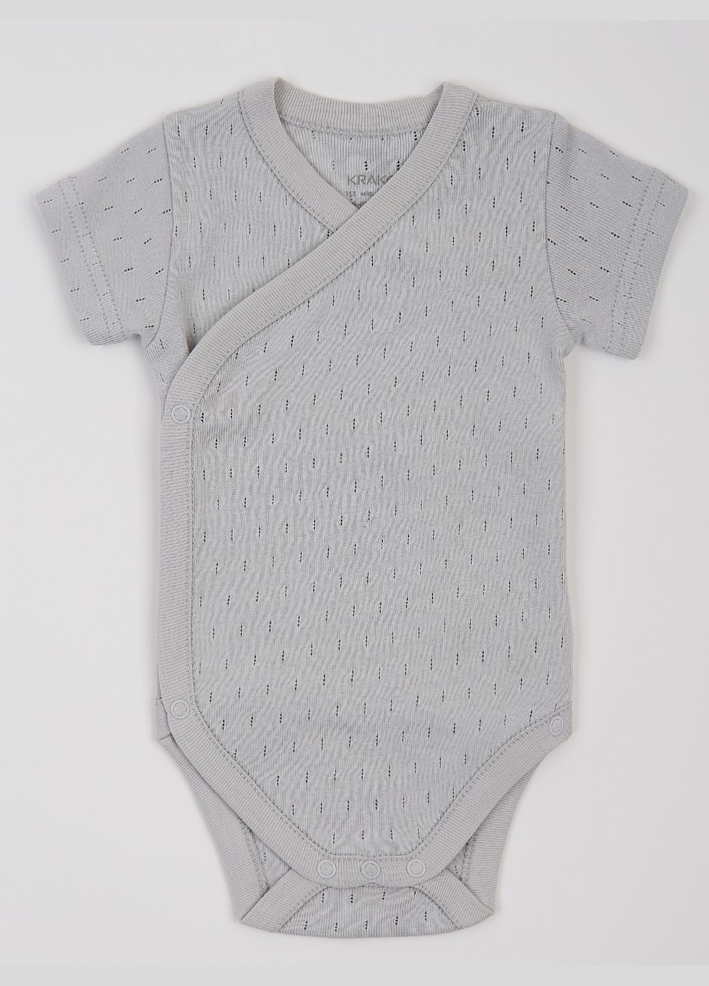 Боді дитячий з коротким рукавом сірий з ажурної бавовни KRAKO (317441954)