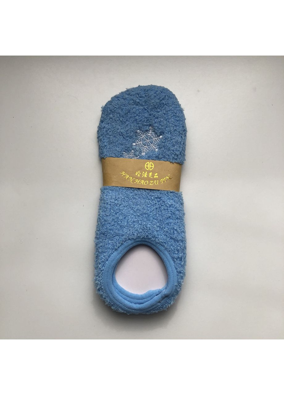 Блакитні новорічні різдвяні тапочки-шкарпетки зі стоперами новорічні (362135708)