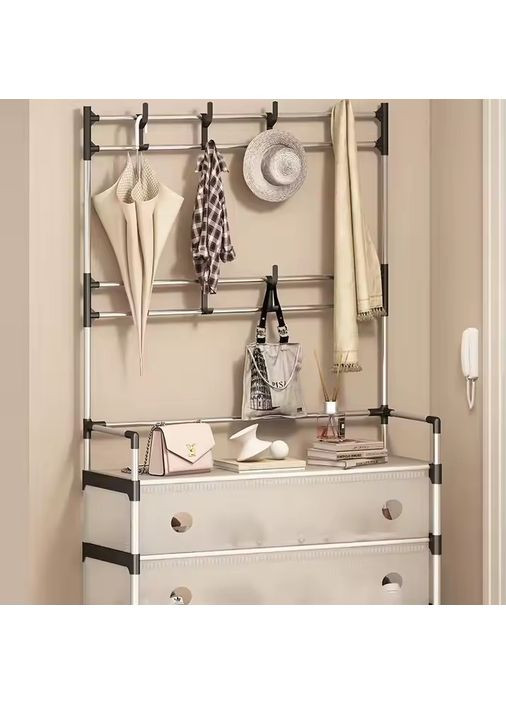 Органайзер для одягу та взуття 4 полиці шафа для зберігання взуття та вішалка для одягу Біла (SH249) No Brand (361161873)