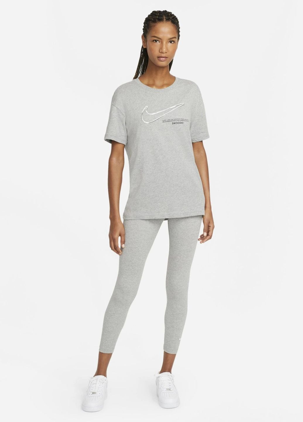 Серые летние укороченые леггинсы из хлопка Nike