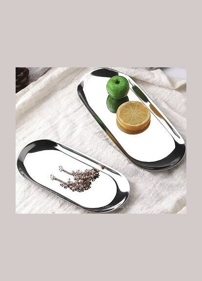 Тарелка овальная "Серебряный металлик" 23*9.5CM, DL21012680 Olens (305569002)