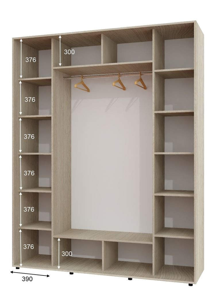 Шкаф-купе трехдверный 170*60*250 см Дуб Шамони светлый 3 двери ДСП ШК-05 Алекса (360478029)