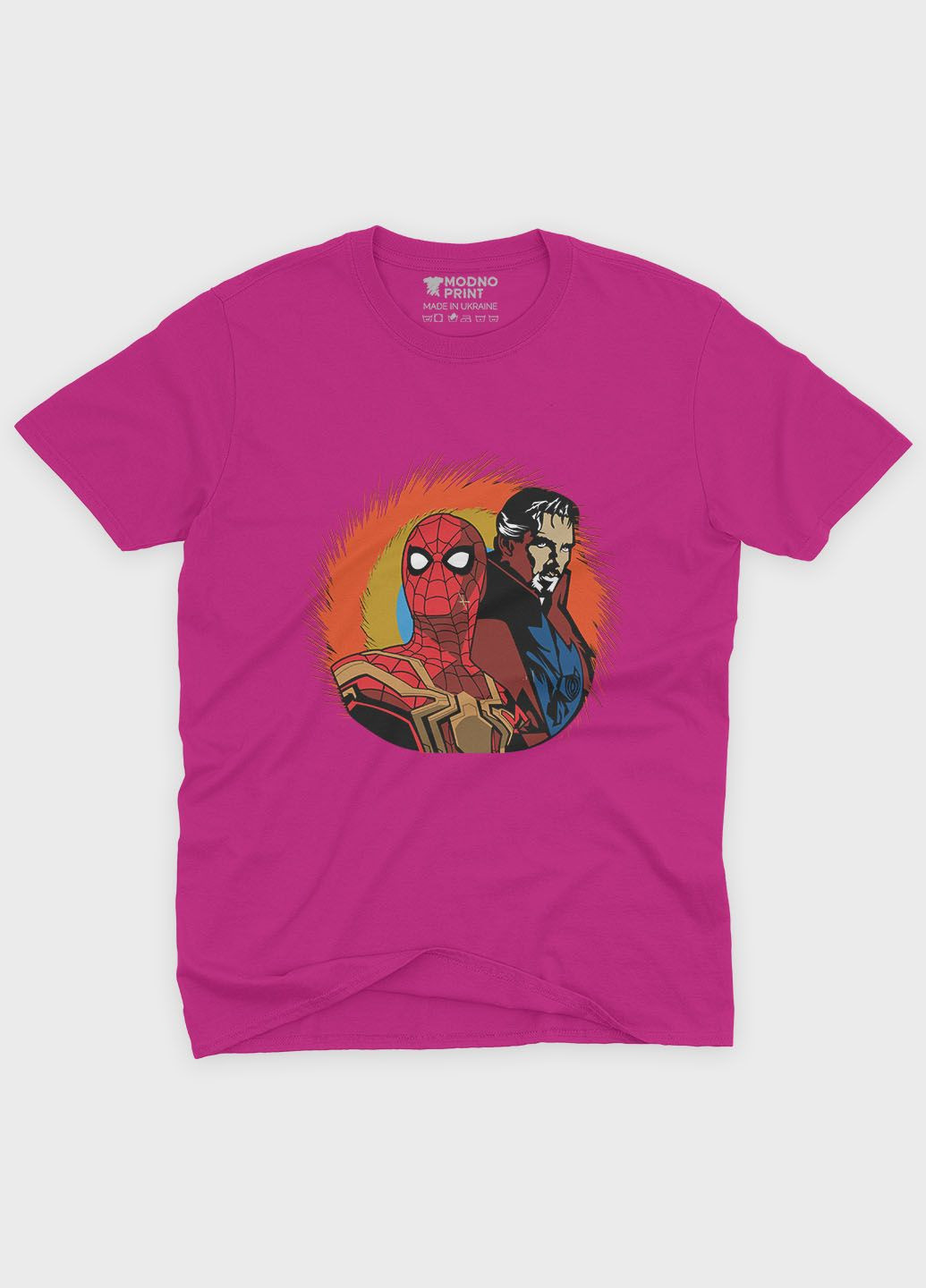 Розовая демисезонная футболка для девочки с принтом супергероя - человек-паук (ts001-1-fuxj-006-014-006-g) Modno