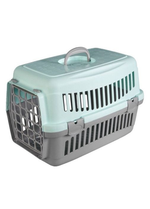Переноска для кошек и собак до 15 кг с пластиковой дверью CNR134 (58х42х42 см) серо-мятный AnimAll (278309038)