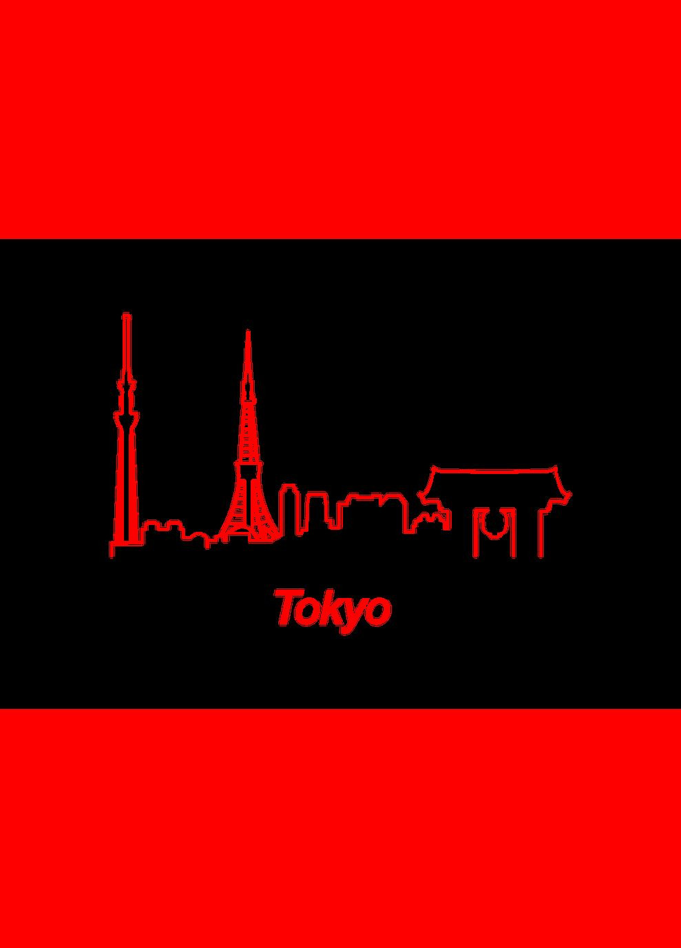 Виниловая интерьерная на стену и обои «Контуры Токио» 150х104 с оракала 180х125 Кавун наклейка (316190245)