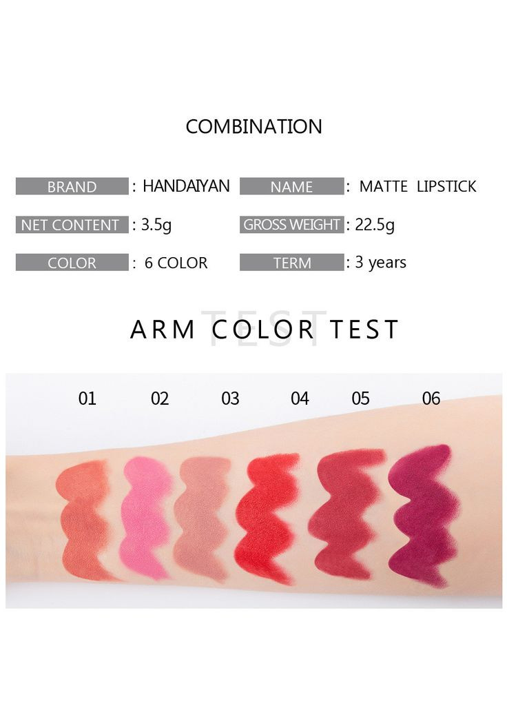 Матовая помада Velvet Matte Lipstick 03 Nude Handaiyan (314933587)