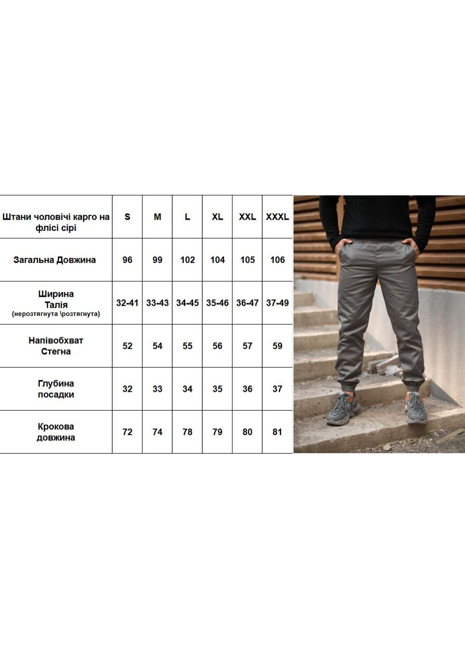 Штани чоловічі карго на флісі сірі Intruder (312488883)