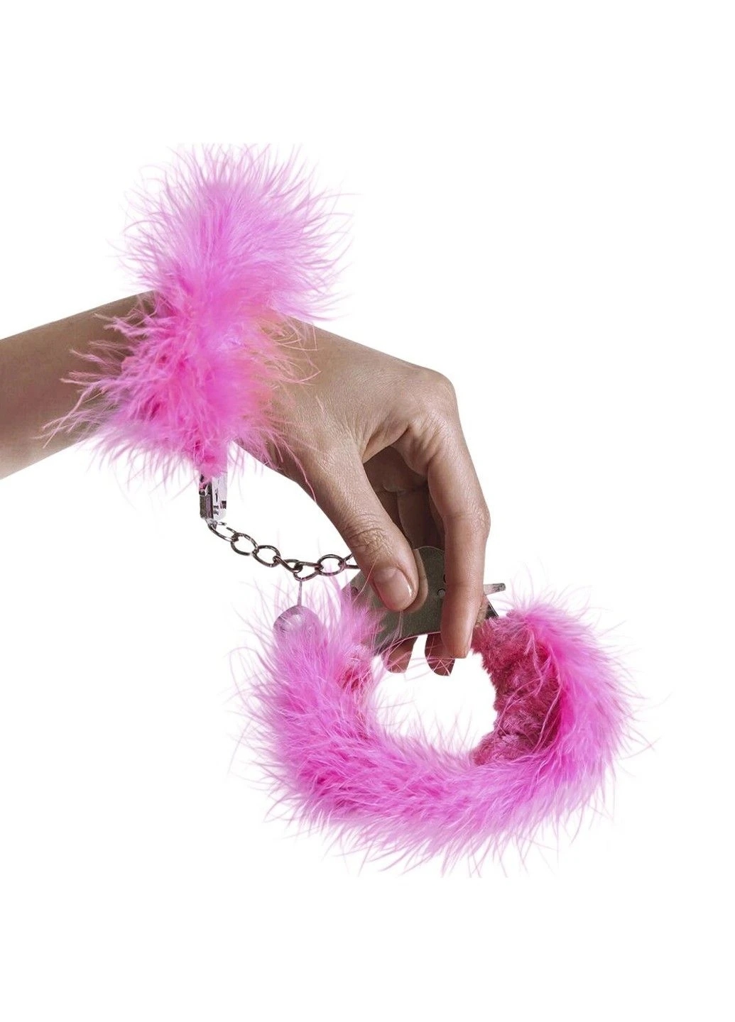 Наручники металлические Handcuffs Pink с розовой пушистой отделкой Adrien Lastic (298474175)