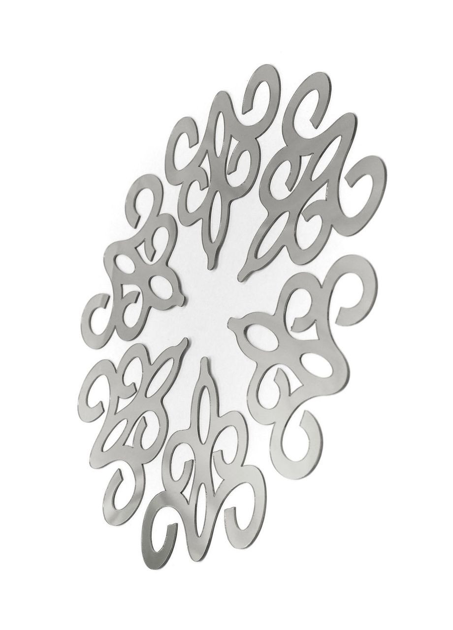 Дзеркальна настінна акрилова наклейка для декору стін Вензель 9.8х9.7 см 6 шт. Срібло Ваша Світлість (366334673)