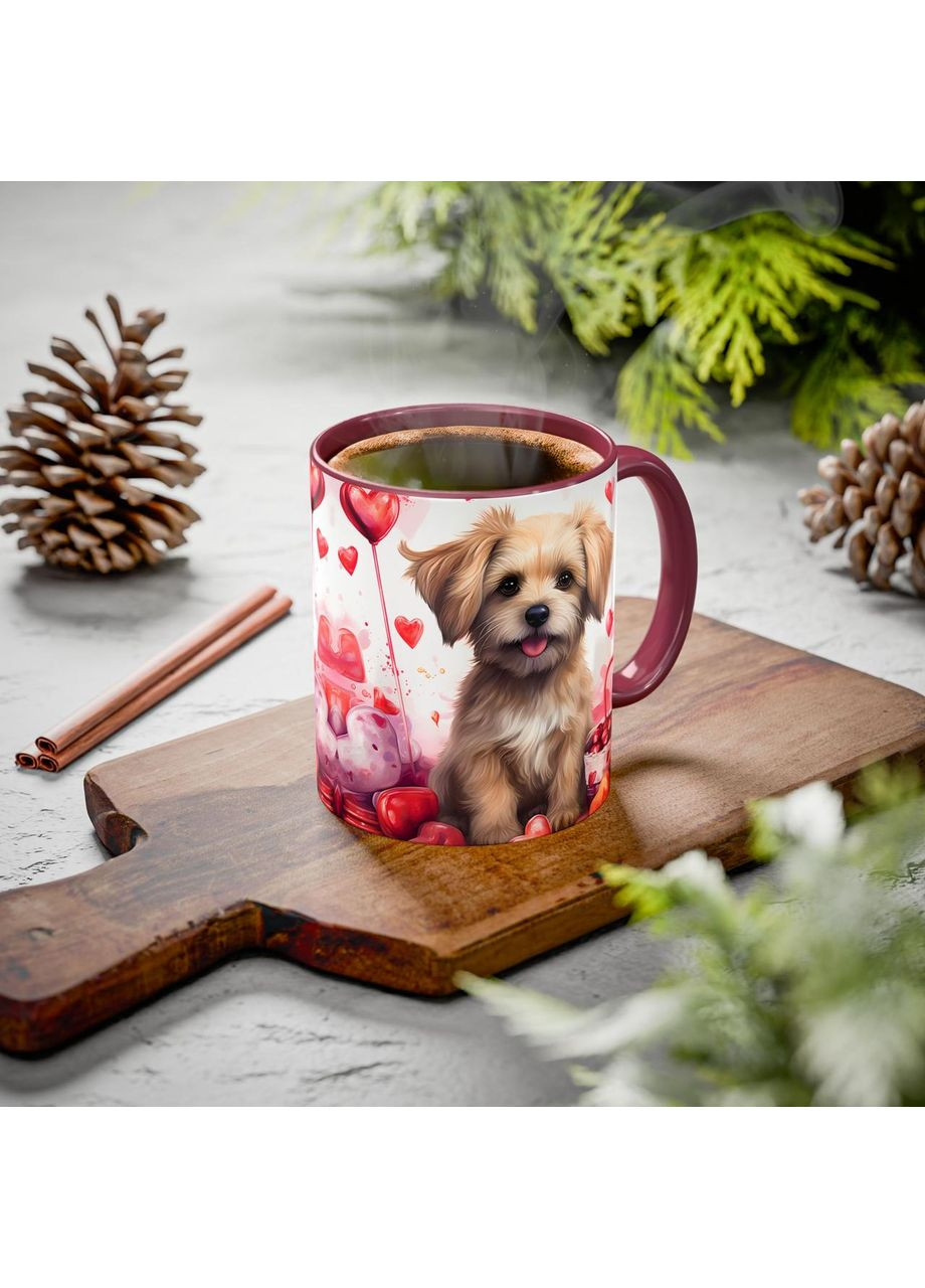 Керамическая чашка с дизайном "Песик с корзиной" No Brand (368671679)
