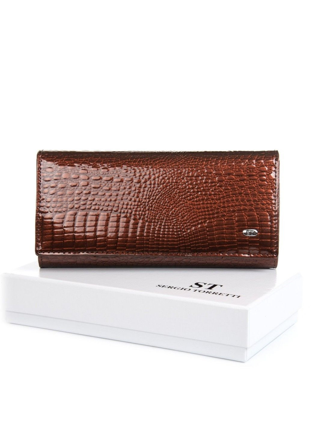 Женский кожаный лаковый кошелек SERGIO TORRETTI FEW1-V brown ST (360751413)