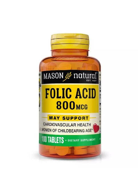 Folic Acid 800 mcg 100 Tabs Mason Natural (308389784)