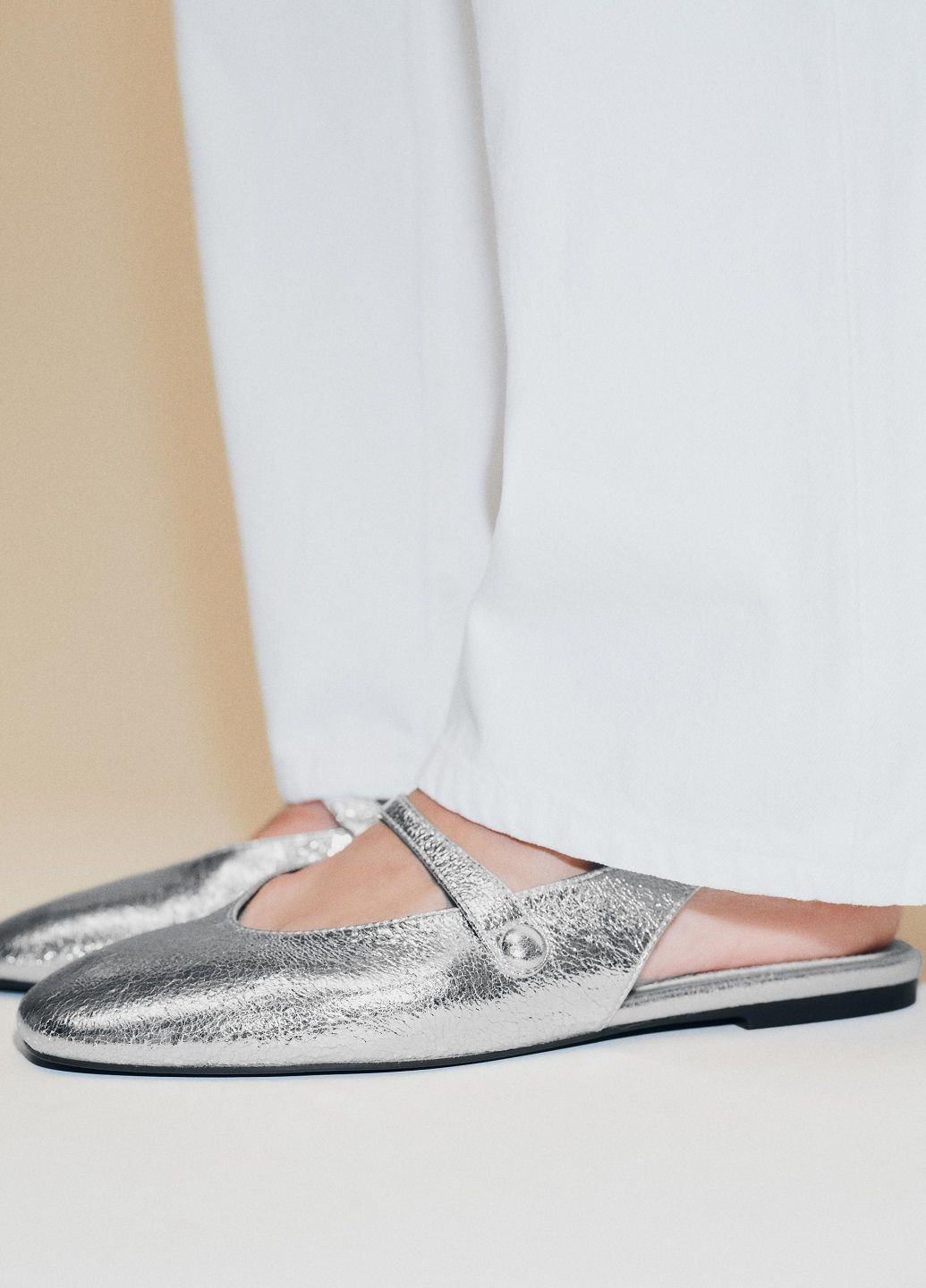 Жіночі балетки Zara | срібні однотонні штучна шкіра (358907588)