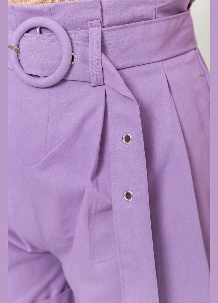 Шорты женские с ремнем и манжетом, цвет светло-фиолетовый, Ager (288750770)