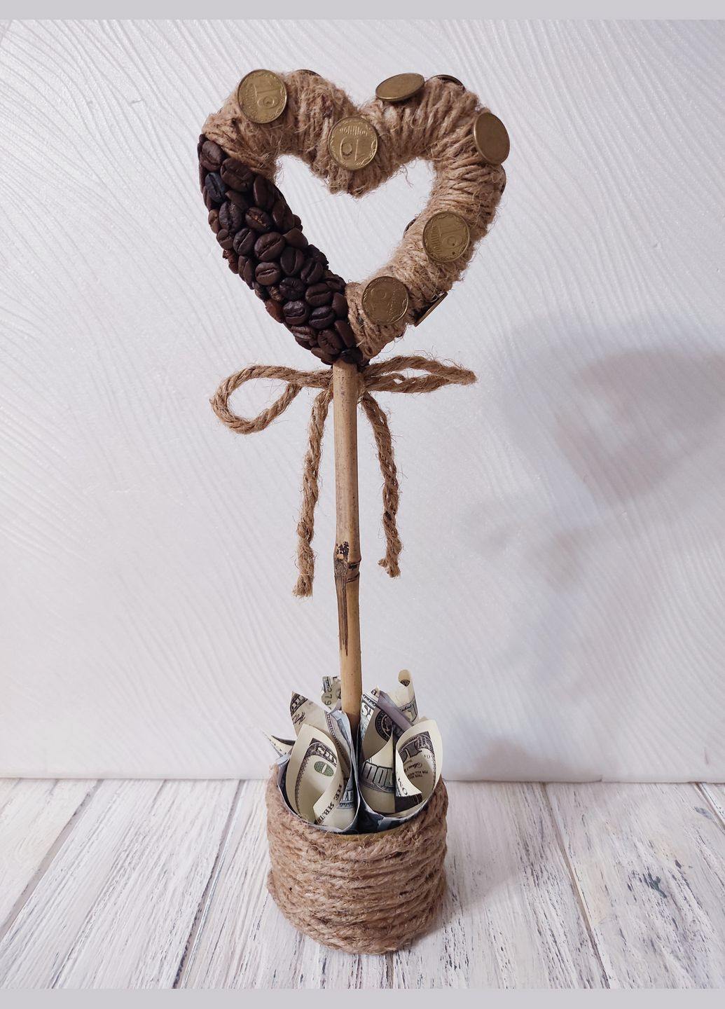 Сувенір статуетка Топіарій (дерево щастя) Кавове серце ручна робота хенд мейд подарунок SuvenirPodarokZP (308250788)