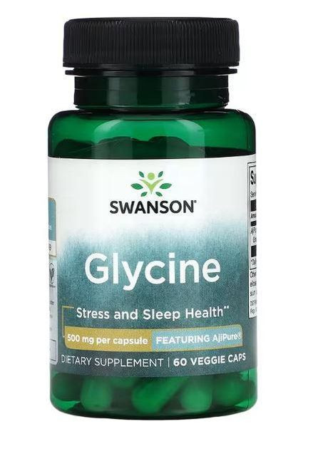Гліцин, Glycine - Featuring AjiPure, 500 мг, 60 вегетаріанських капсул Swanson (360715986)