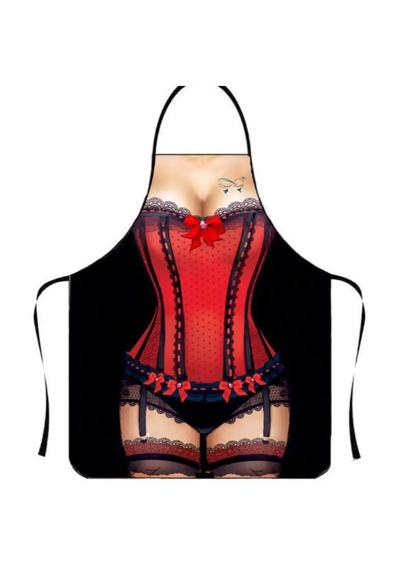 з приколом Дівчина в червоній білизні 75 на 60 см різнобарвний Jannet Фартух (317843005)