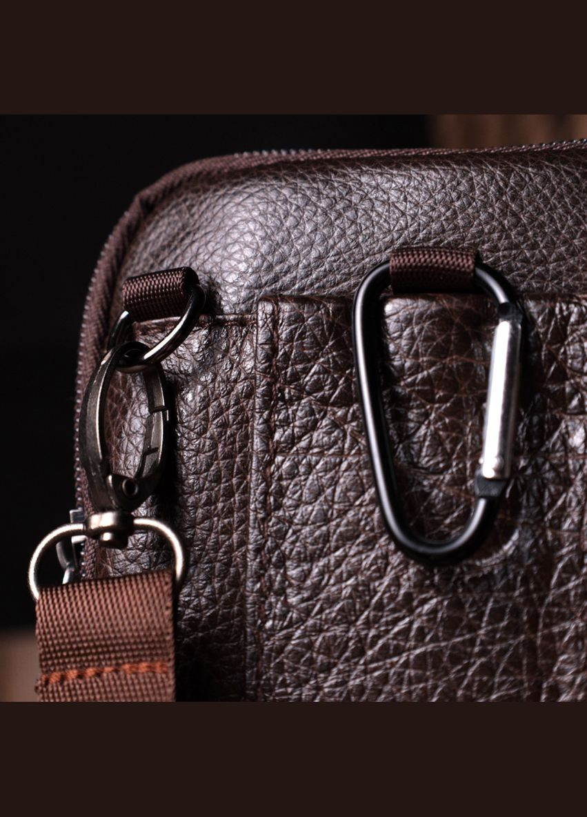 Компактна чоловіча сумка на пояс із натуральної шкіри 22141 Коричневий Vintage (329149261)