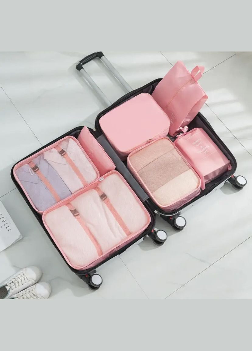 Набір Органайзерів для речей, взуття та білизни 7в1 Рожевий колір/ Органайзер для подорожей No Brand (306554567)